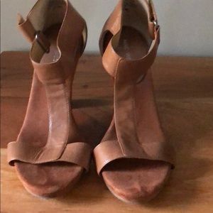 Nine West Tan T-strap heels. Women’s size 6.5